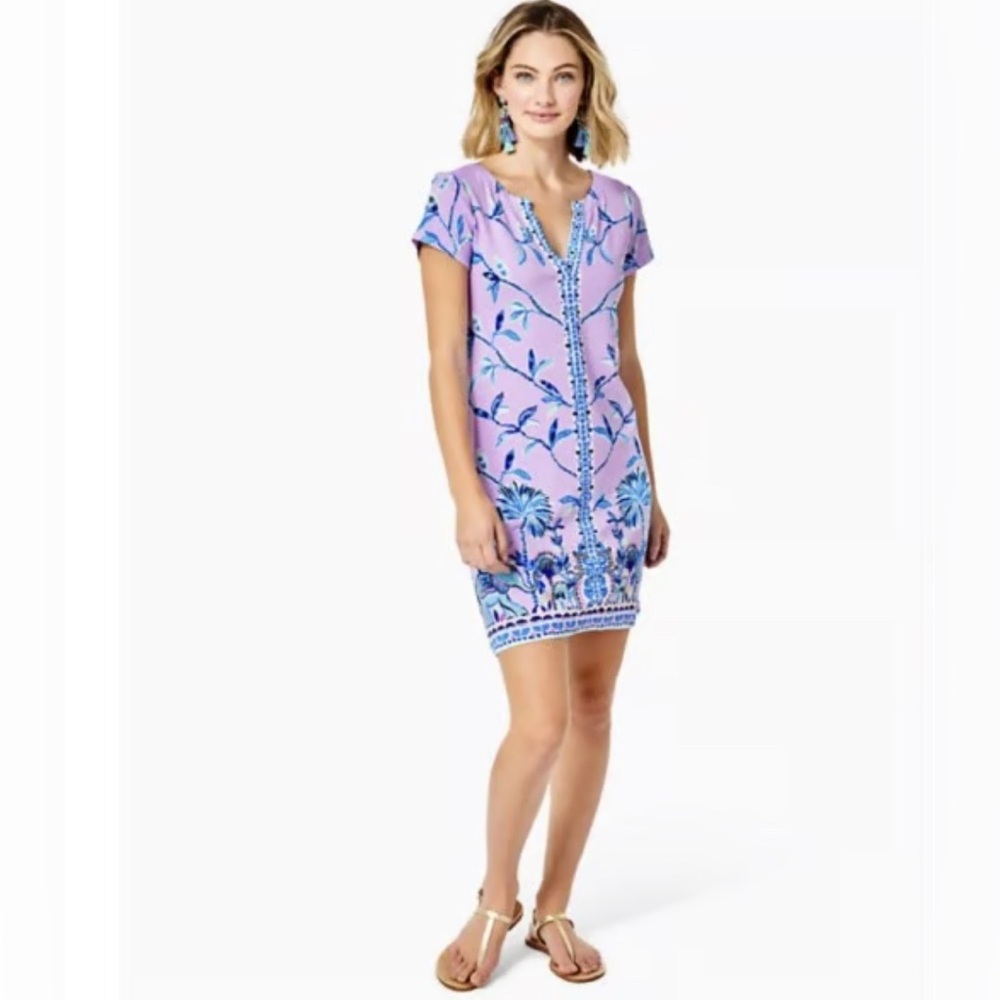 Lilly Pulitzer Sophiletta UPF 50 Purple Iris Slathouse Elephant Jungle Dress XL